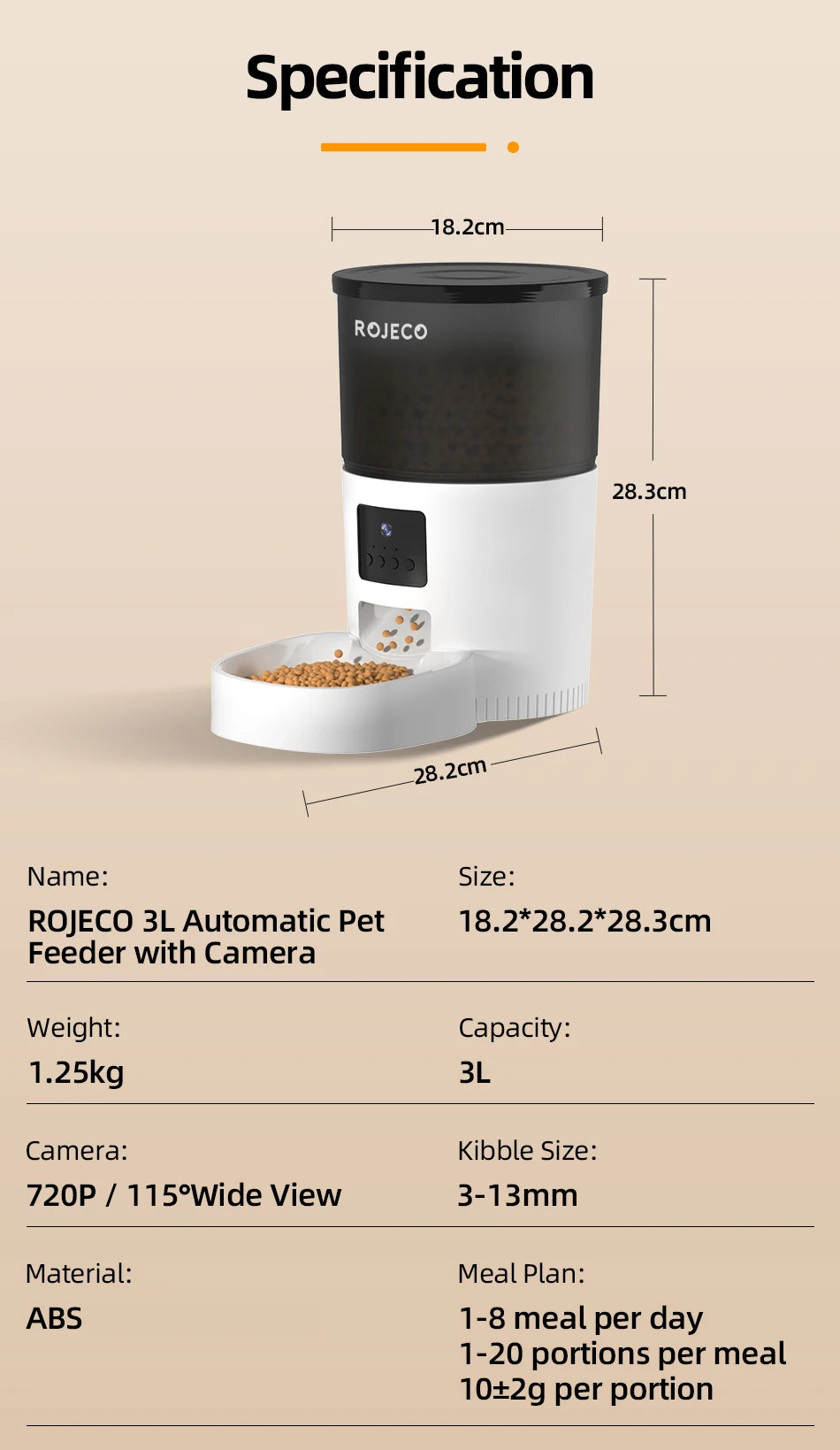 Automatischer Katzen & Hunden Futterspender mit Kamera