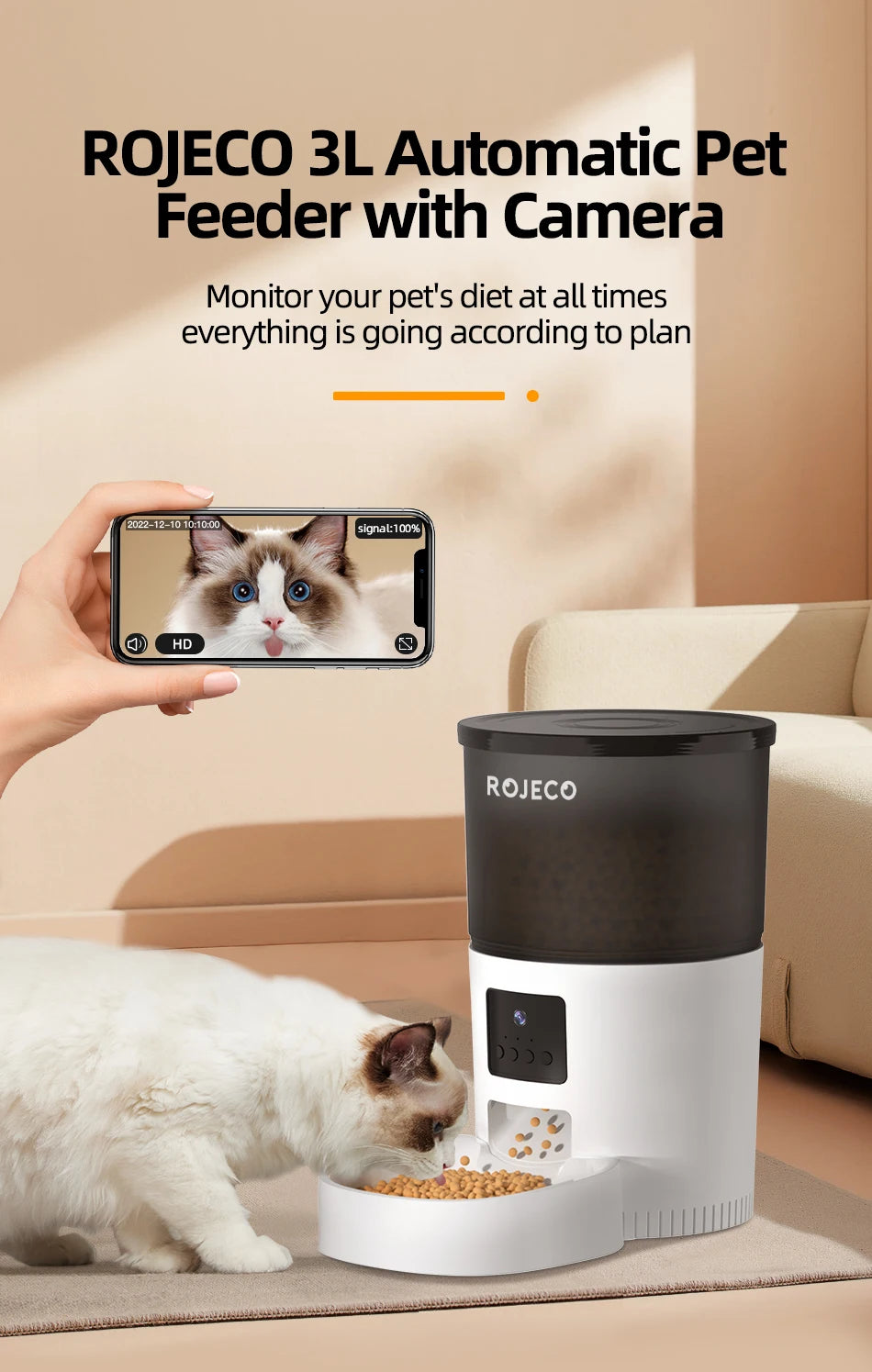 Automatischer Katzen & Hunden Futterspender mit Kamera